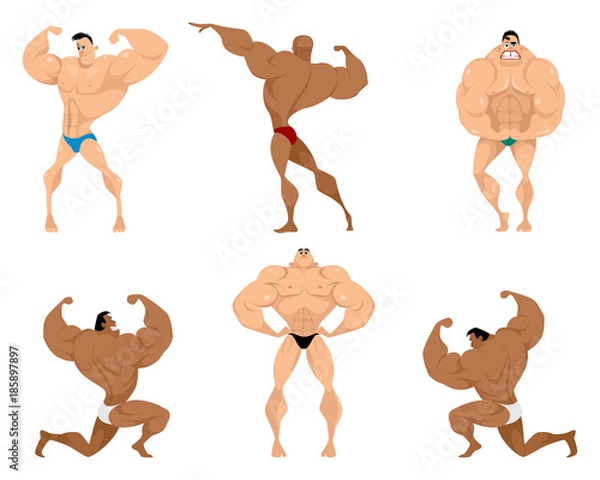 Obraz Six bodybuilders on white