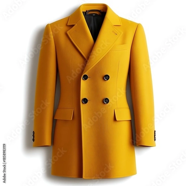 Obraz Mustard yellow double-breasted wool coat