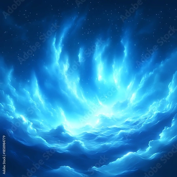 Obraz Mystical night sky with glowing clouds