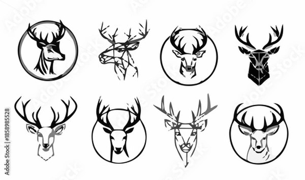 Obraz Deer head logo sketch hand dr...