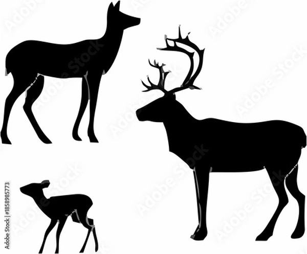 Obraz Deer Silhouettes on Whi.eps