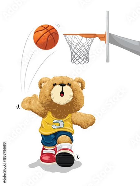 Obraz Bear shooting basketball vector illustration
