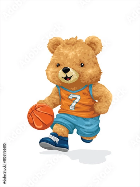 Obraz Running basketball bear vector illustration
