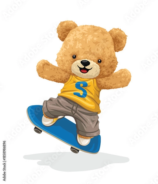 Obraz Bear jumping on skateboard vector illustration
