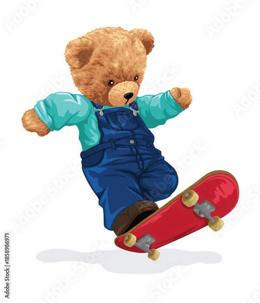 Obraz Skating bear vector illustration jumping trick
