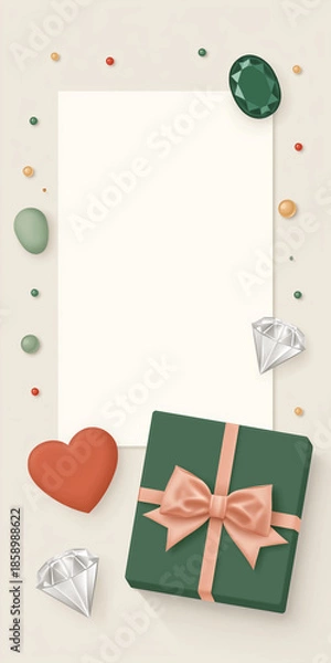 Obraz Gift box with blank card and decorative elements