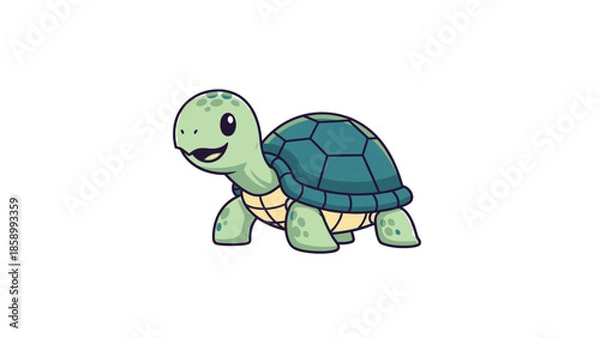 Obraz Cute cartoon turtle illustration with a friendly expression.