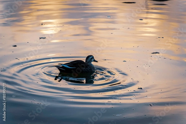 Obraz 水面に浮かぶ鴨