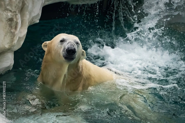 Obraz 水に入っているホッキョクグマ