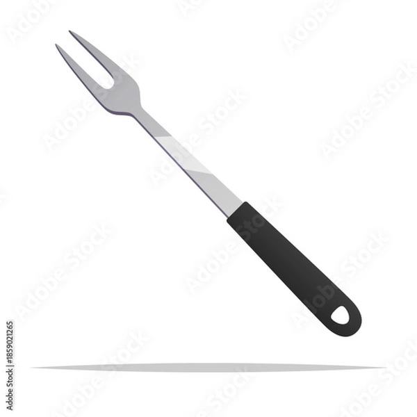 Obraz Long handle grilling fork vector isolated illustration