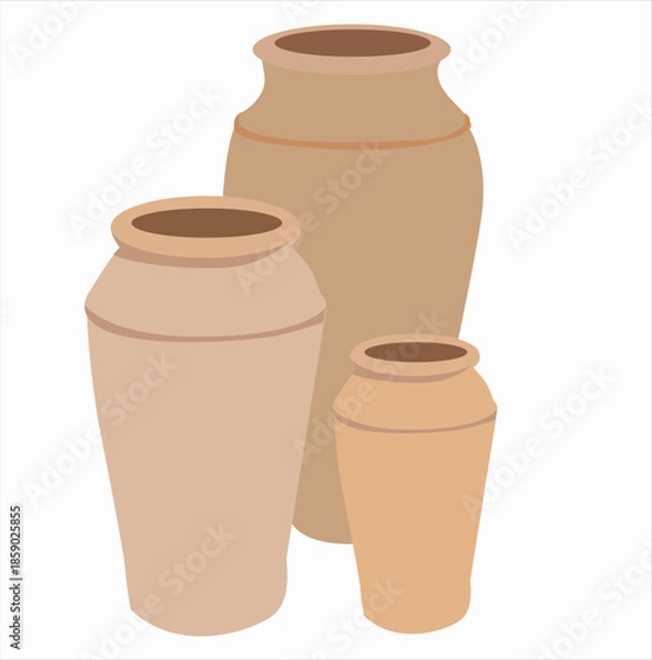 Obraz clay jars. Clay jar. Simple flat illustration.