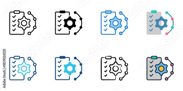 Fototapeta Project management icons set multiple style collection. Editable stroke 
