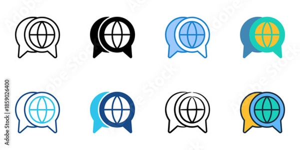 Obraz International consulting icons set multiple style collection. Editable stroke 
