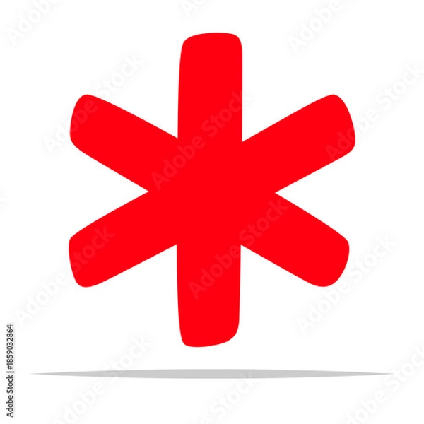 Obraz Red hand drawn asterisk symbol vector isolated illustration