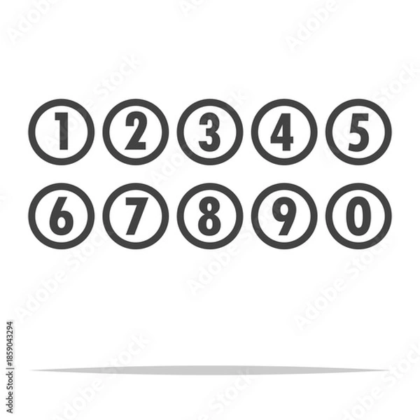 Obraz Round numbers set outline icon transparent vector isolated