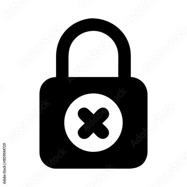Fototapeta A padlock in error sing icon bold outline vector illustration design