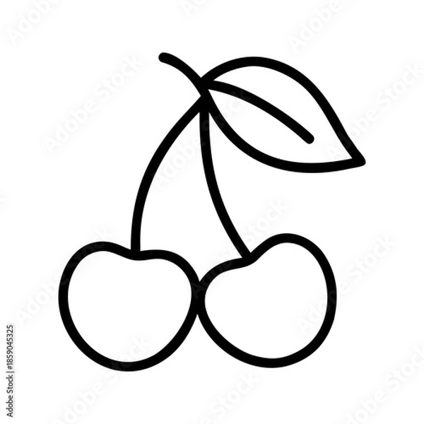 Fototapeta A two cherries icon bold outline vector illustration design