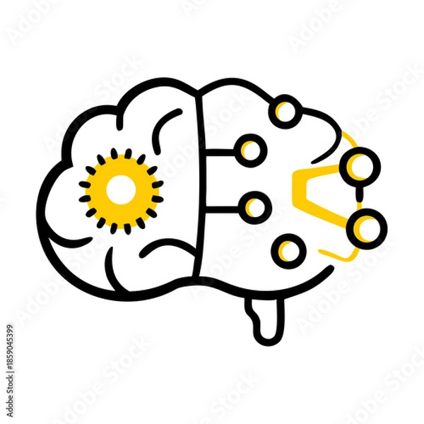 Obraz Illustrated brain with mechanical elements