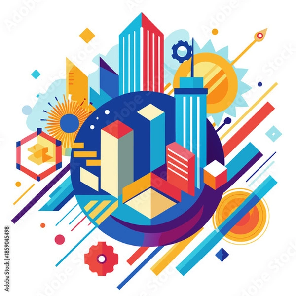 Obraz Vibrant cityscape with technology elements