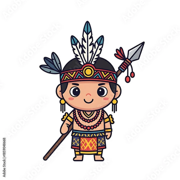 Fototapeta Cartoon Native Warrior. (2)