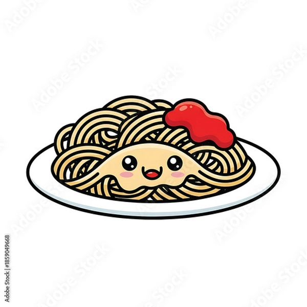 Fototapeta Cute Spaghetti Cartoon. (5)