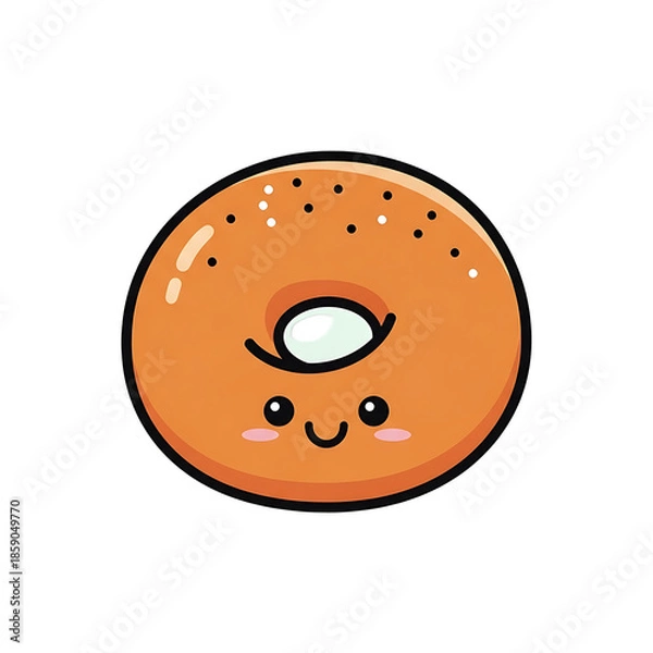 Fototapeta Happy Bagel Character.