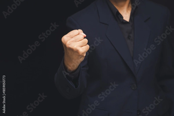 Obraz Businessman fist gesture showing power and determination.