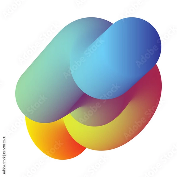 Obraz Abstract 3D Colorful Gradient Fluid Shape Isolated