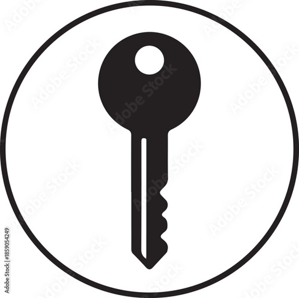 Fototapeta Key silhouette, security concept, clean vector.