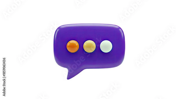 Obraz 3D Purple Speech Bubble with Three Dots