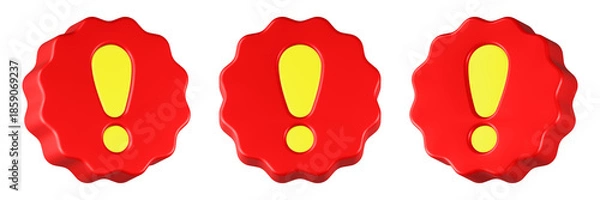 Obraz yellow alert icon 3d render red circle button