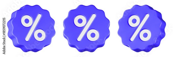 Obraz percent icon 3d render blue circle button