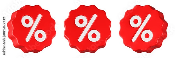 Obraz percent icon 3d render red circle button