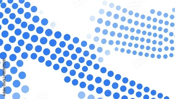Obraz Abstract blue dots forming a dynamic pattern on a white background