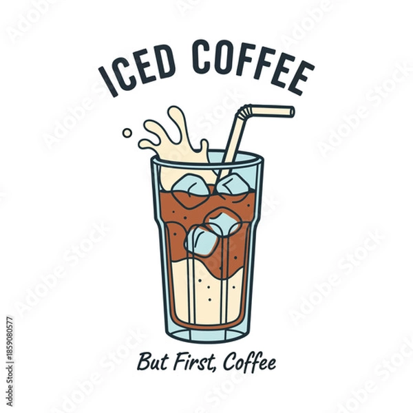 Obraz iced coffee tshirt vector illustration design