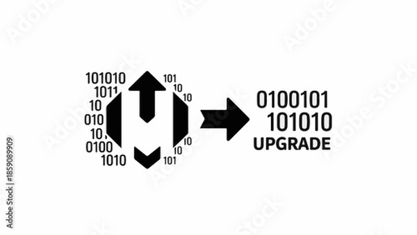 Obraz Digital transformation with binary code and upgrade symbol