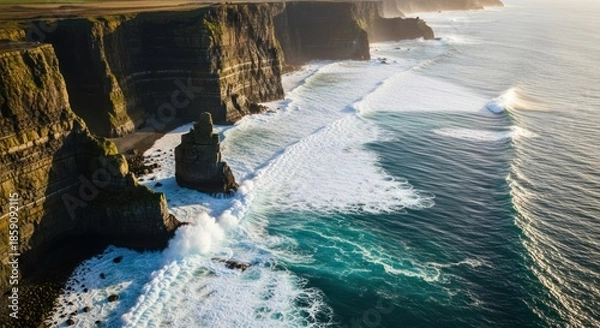 Obraz  Majestic cliffs and turquoise waters converge creating a breathtaking coastal view