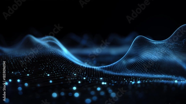 Obraz 青のパーティクルの波、ビジネスバックグラウンド