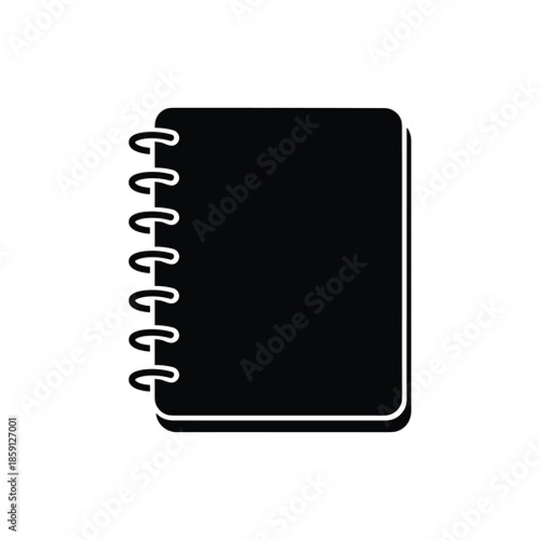 Obraz Black spiral bound notebook icon flat design