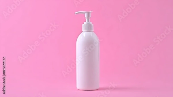 Obraz Plain white dispenser bottle stands centered against a vibrant solid pink background