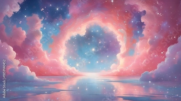 Fototapeta abstract background with clouds and sun