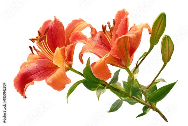 Obraz Orange Lily Flowers on Beige Background