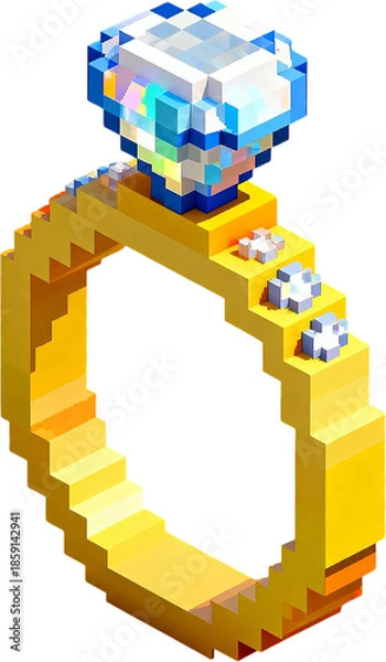 Obraz 보xel 3D 다이아몬드 웨딩 반지 일러스트