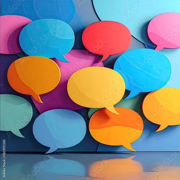 Obraz Colorful speech bubbles clustered on a wall