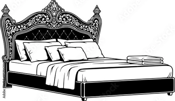 Obraz Luxury Bedroom Interior Vector Illustration
