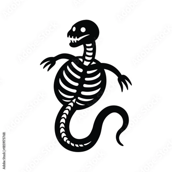 Obraz skeleton snake dark design