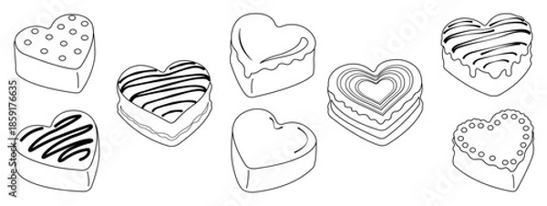 Obraz heart cake vector outline