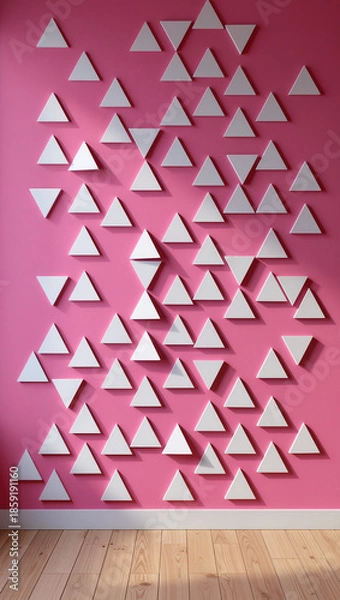 Fototapeta Geometric triangles pink wall.