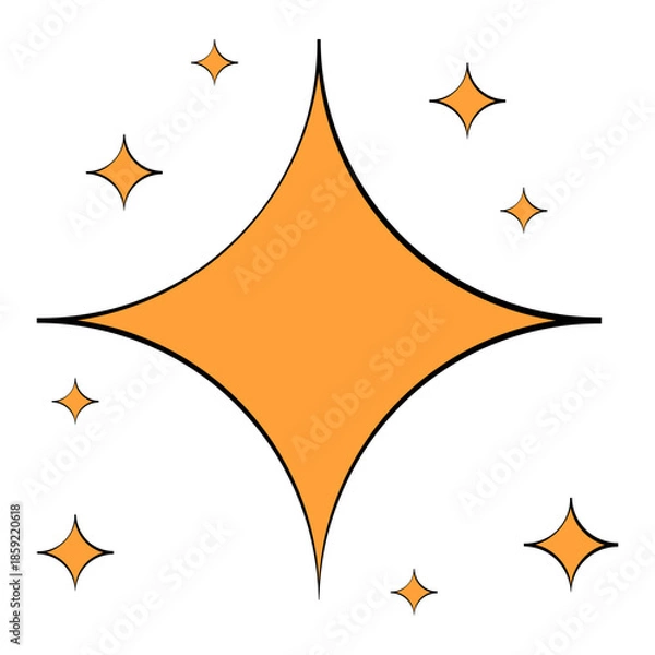 Obraz Sparkling orange star cluster icon