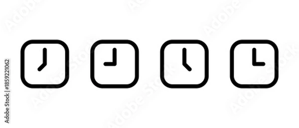 Obraz Square clock and time icon set. Schedule, deadline, and timer symbol